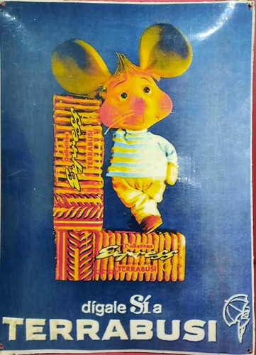 Antiguo Cartel Topo Gigio Galletitas Express Chapa 33 X 24 