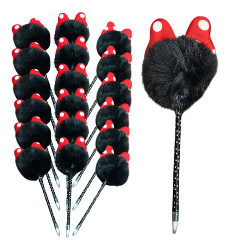 Set De 12 Bolígrafos Pompom Con Minnie Y Mickey