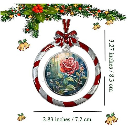Rosa Sobre Fondo Navideño De Reloj Lollipop Sobre Relo...