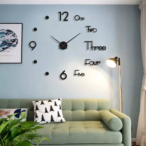 Reloj de pared moderno grande, reloj de pared 3D, decoración del hogar,  reloj de pared con espejo, reloj 3D moderno acrílico para propietarios de  viviendas, reloj de sala de estar 