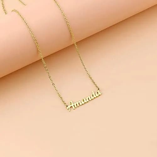 Lcherry Collar Con Nombre Personalizado Chapado En Oro Real