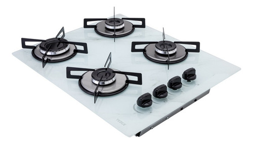 Fogão Cooktop 4 Bocas Premium Vidro Marmore Preto Ou Branco