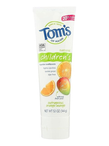 Toms Pasta Dental Natural Niños Sabor Naranja Mango Original
