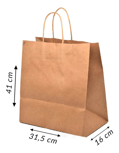 Imagen 2 de 10 de Bolsa De Papel Kraft 31,5 X 41 X 16 Cm (25 Unidades)