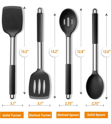 Juego 4 Utensilios Cocina Silicona Antiadherente
