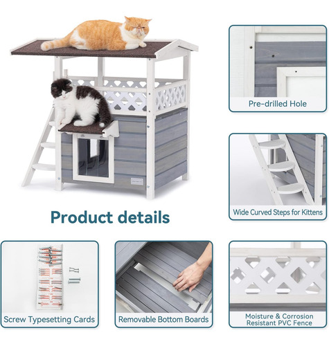 Casas De Techo Duraderas Para Gatos Al Aire Libre Resistente