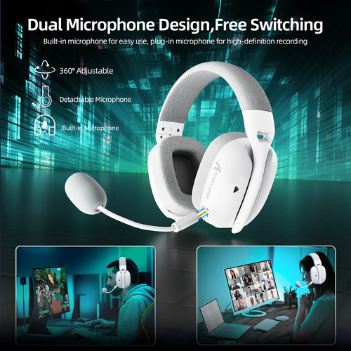 Auriculares Inalámbricos Para Juegos Attack Shark L80 Pro Color Blanco