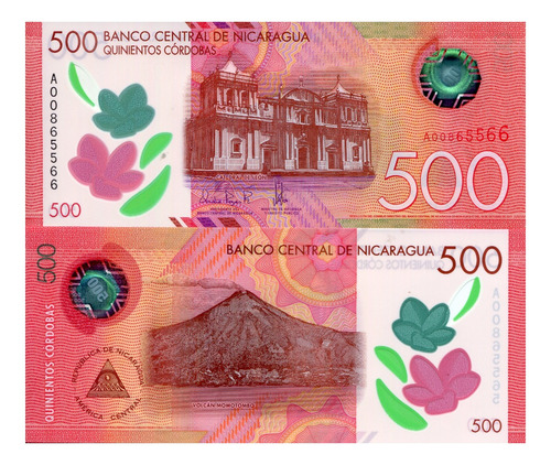 Billete De Nicaragua 500 Córdobas Catedral De León Polímero