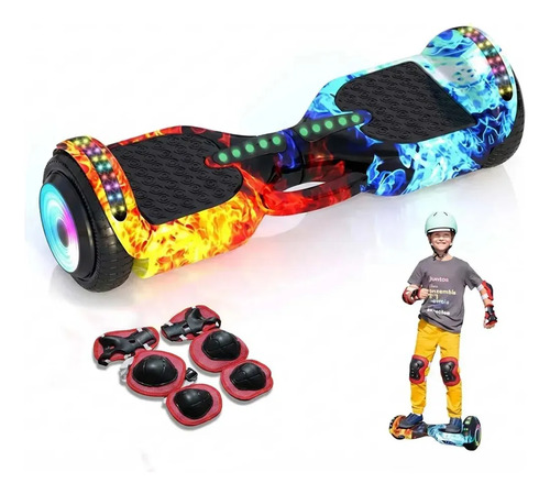 Hoverboard Elétrico Skate Overboard Bluetooth Cor Fogo Gelo Azul
