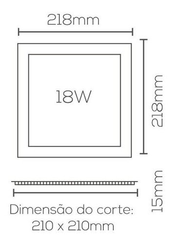 Painel Led Embutir 18w 4000k 21cm - Evoled Le4953 Cor Branco 127/220V