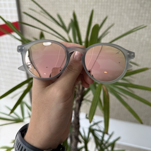 Óculos Baixa Pace Round Two Cinza Transparente Com Rosa