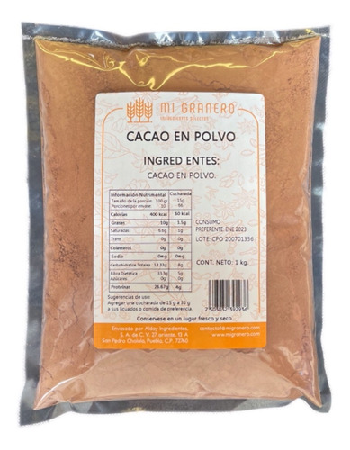 Cacao En Polvo Natural 100% Sin Agregados 500 G