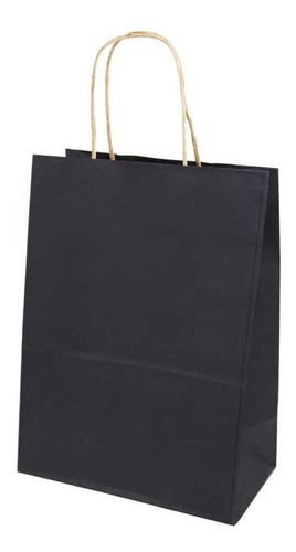 Imagem 6 de 6 de Sacola Papel Kraft 22x30x12 100 Un Preto Promoção