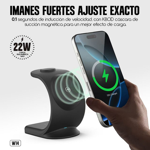 Base Cargador Inalámbrico 3en1 Hasta 22w Magnético Kbod W14