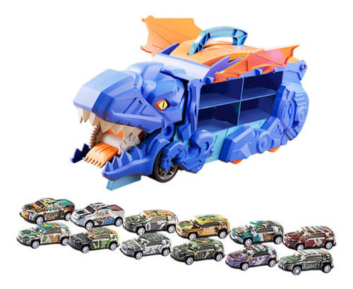 Coches Devoradores De Dinosaurios Con Pista Con 12 Carros