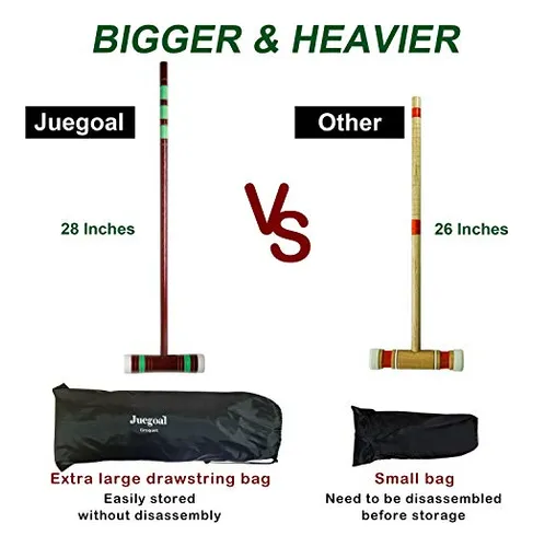 Juegoal Six Player Deluxe Croquet Set Con Mazos De Madera, B