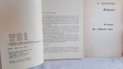 Imagen 3 de 6 de Altazor Vicente Huidobro Premiá