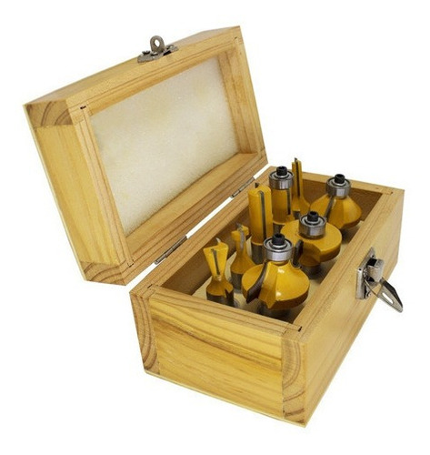 Kit Jogo Fresas Para Tupia Madeira 8 Peças Haste 12mm