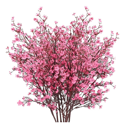 8 Piezas De Flores Artificiales De Seda Falsas De Color Rosa
