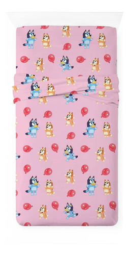 Set Sabanas Bluey Rosa 3pz Tamaño Individual Envio Gratis Rosa Animado