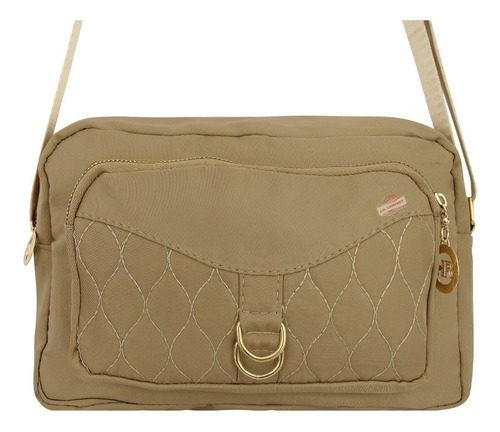 Bolsa Crossbody Multiples Compartimentos Moda Casual 2405 Color Beige