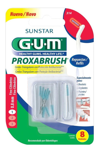 Repuesto Cepillo Interdental Gum Proxabrush Fino 8 U