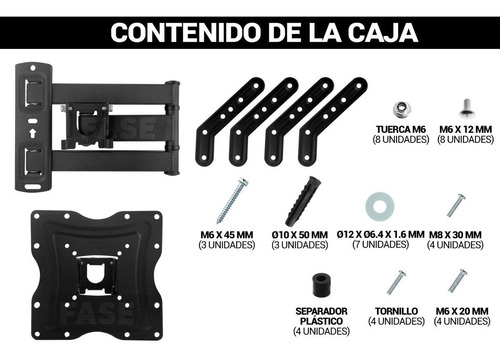 Soporte Tele 32 43 50 55 Extensor Reforzado Doble Brazo 30kg