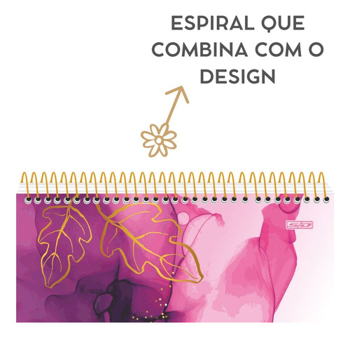 Kit 4 Cadernos Flor Canhoto Feminino 80 Folhas 1 Matéria Multicolorido