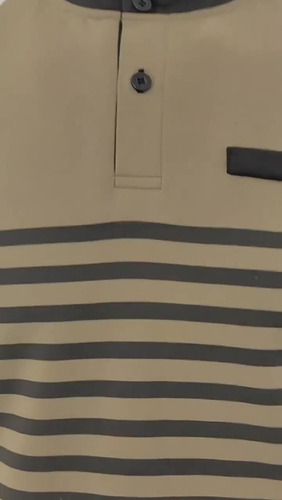 Camisa Casual De Manga Corta A Rayas Con Cuello En V Y Boton
