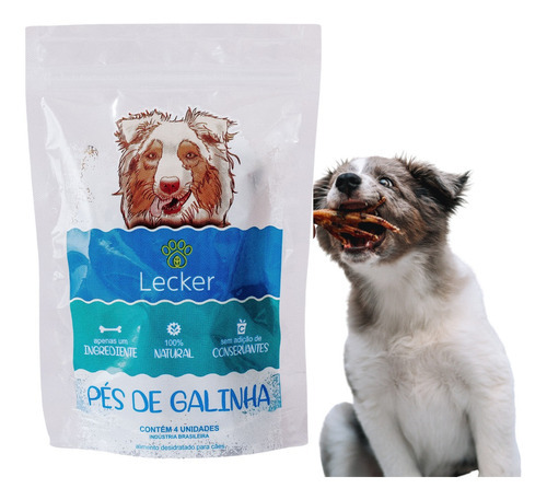 Petisco Para Cães Lecker Pés De Galinha Desidratado Mordedor