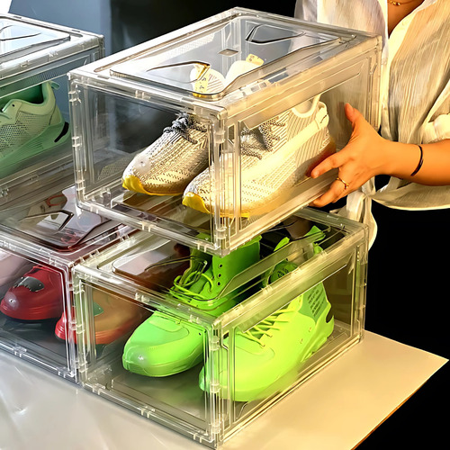 Caja De Tenis Apilable Plaxos Premium 100% Acrílico Imantada Color Transparente