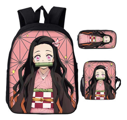 3 Piezas Mochila Demon Slayer Kamado Nezuko Bolsa De Almu 01