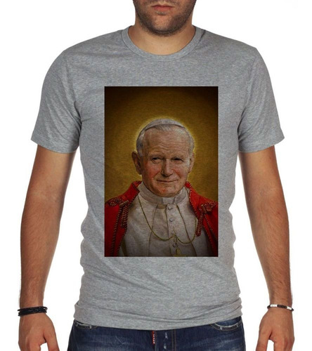 Remera De Hombre Pintura Papa Juan Pablo Ii Religion