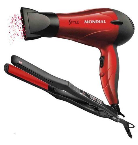 Secador De Cabelos Mondial Style Red 1200wts 220v + Prancha