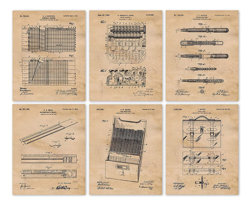 Poster De Patente De Contable Vintage  Juego De 6 Fotos Sin