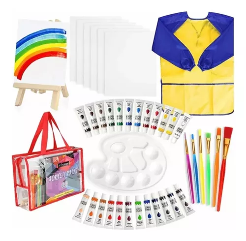 Juego de pintura y caballete para niños – Kit de pintura acrílica de 1