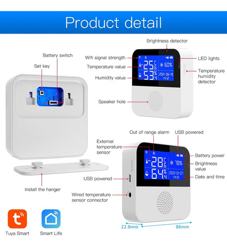 Controlador Temp. Y Humedad Digital Termostato Alarma Tuya