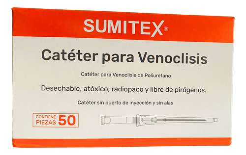 Catéter Intravenoso Sumitex 20g Con Diámetro De 1.1mm - 50 Packs