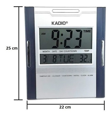 Reloj Termometro Alarma Calendario Digital Kadio + Baterias