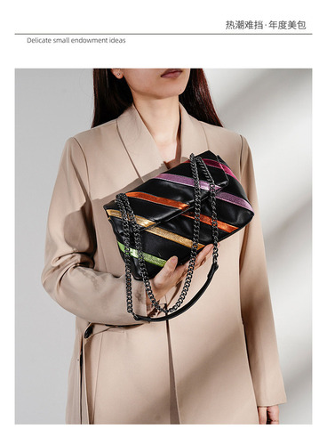 Bolso De Hombro Kurt Geiger Rainbow Color Clash Chain