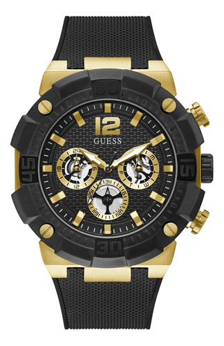 Reloj Hombre Guess Gw0264g3 Cuarzo Pulso Negro En Silicona