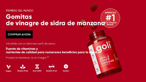 Goli Gomitas Vinagre De Manzana Apple Cider Vinegar 60pcs