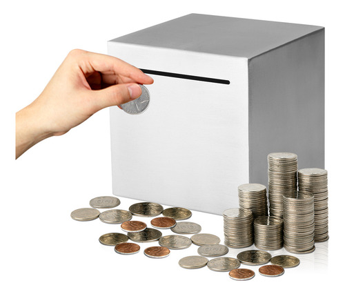 Large Amount Savings Box Hucha Adulto Caja Fuerte 12*12cm Color Plateado