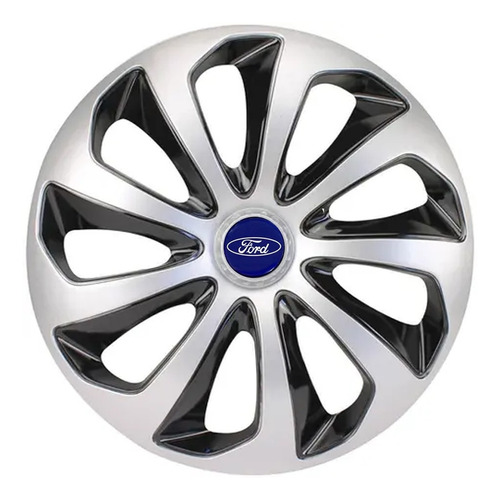 Jogo 4 Calota Velox Aro 14 Prata / Preta Ford Fiesta