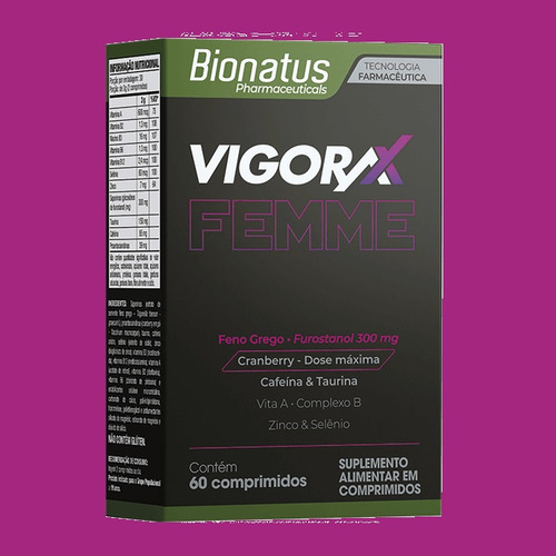 Kit 3 Suplementos Vigorax Femme Saude 60 Capsulas - Bionatus Sem Sabor