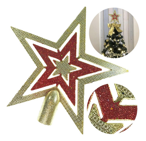Estrella Navideña Para Arbol Navidad Adorno Navideño De 18cm