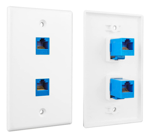 Placa De Pared Ethernet De 2 Puertos, Rj45 Cat6 Hembra A Hem