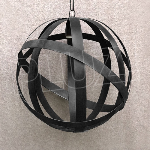 Imagen 4 de 8 de Lámpara Colgante Esfera - Jaula Chapa Hierro Negro