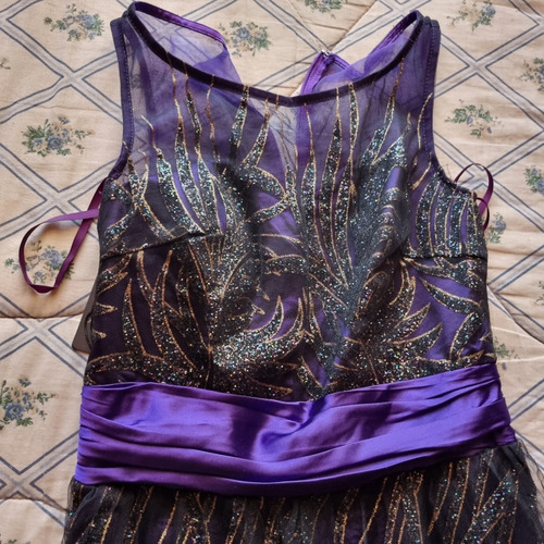 Vestido Fiesta Morado Brillo Tul