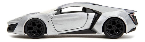Lykan Hypersport Pink Slips 1:32 Jada Toys, color plateado, miniatura plateada
